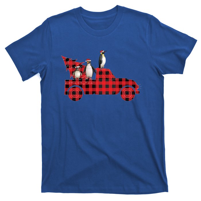 Penguin Riding Red Pajama Tree Truck Funny Penguin Christmas Cute Gift T-Shirt