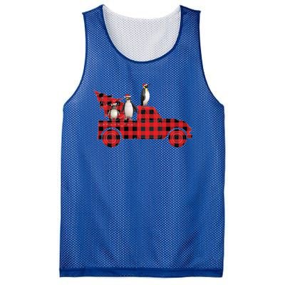 Penguin Riding Red Pajama Tree Truck Funny Penguin Christmas Cute Gift Mesh Reversible Basketball Jersey Tank