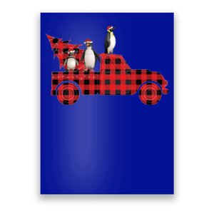 Penguin Riding Red Pajama Tree Truck Funny Penguin Christmas Cute Gift Poster