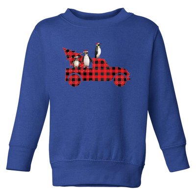 Penguin Riding Red Pajama Tree Truck Funny Penguin Christmas Cute Gift Toddler Sweatshirt