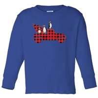 Penguin Riding Red Pajama Tree Truck Funny Penguin Christmas Cute Gift Toddler Long Sleeve Shirt