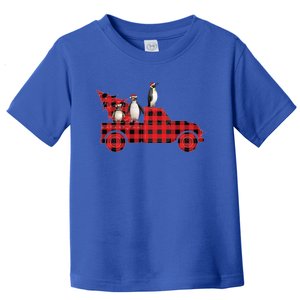 Penguin Riding Red Pajama Tree Truck Funny Penguin Christmas Cute Gift Toddler T-Shirt