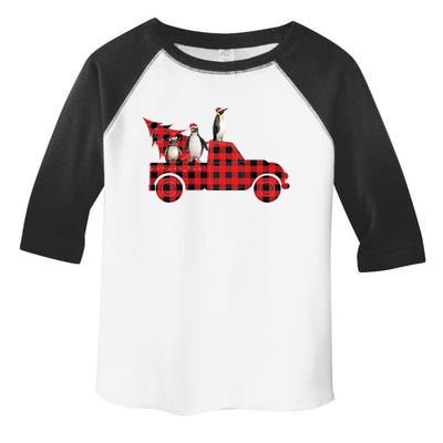 Penguin Riding Red Pajama Tree Truck Funny Penguin Christmas Cute Gift Toddler Fine Jersey T-Shirt