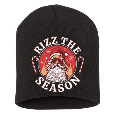 Punk Rock Retro Rizz The Season Funny Santa Clause Rizzler Short Acrylic Beanie