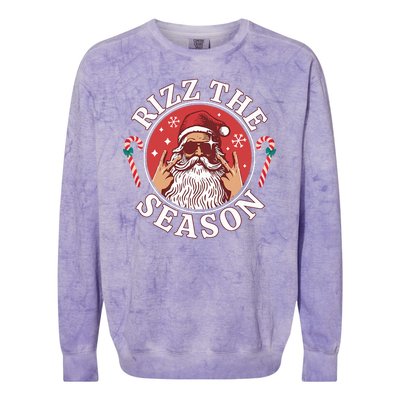 Punk Rock Rizz The Season Funny Santa Clause Colorblast Crewneck Sweatshirt