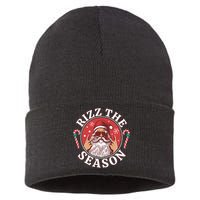 Punk Rock Rizz The Season Funny Santa Clause Sustainable Knit Beanie