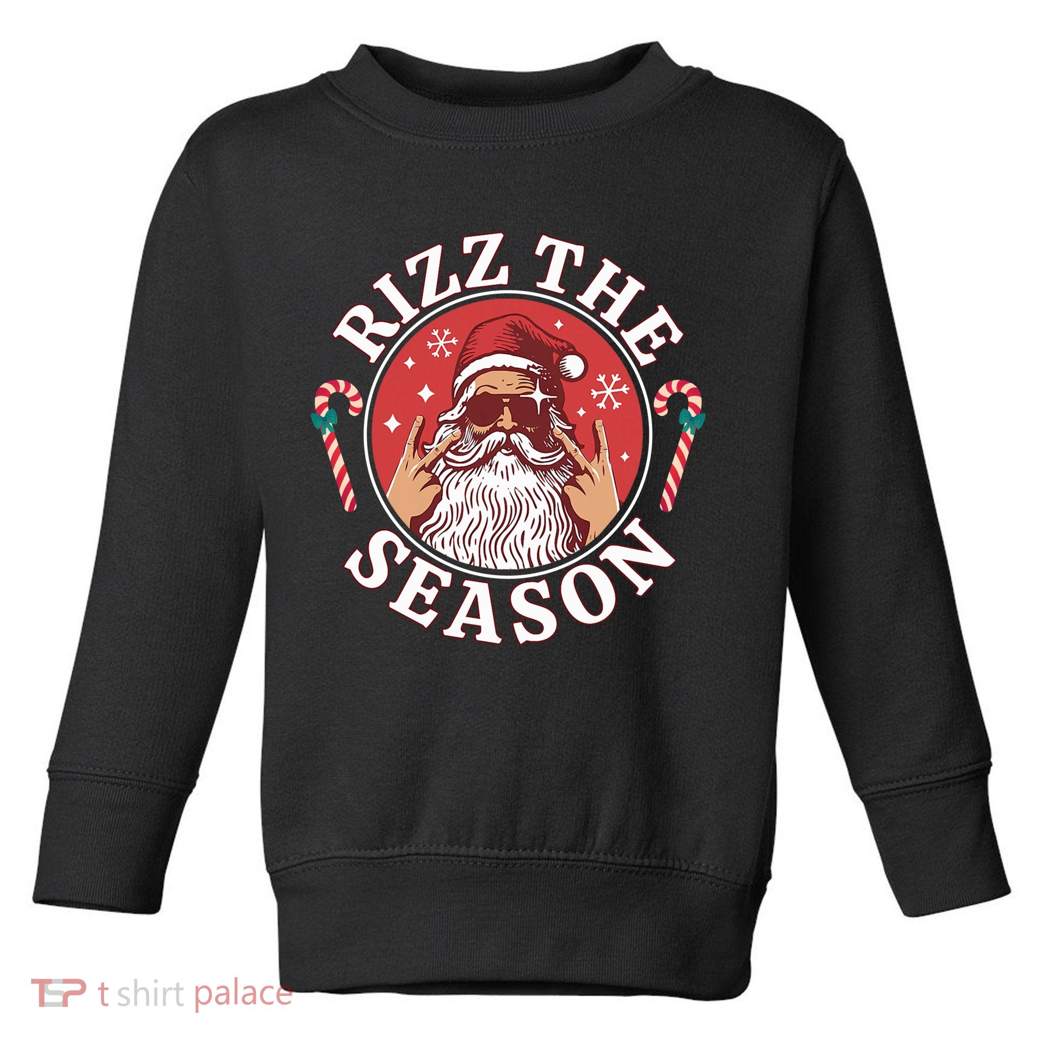 Punk Rock Rizz The Season Funny Santa Clause Toddler Sweatshirt