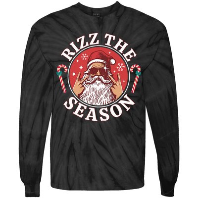 Punk Rock Rizz The Season Funny Santa Clause Tie-Dye Long Sleeve Shirt