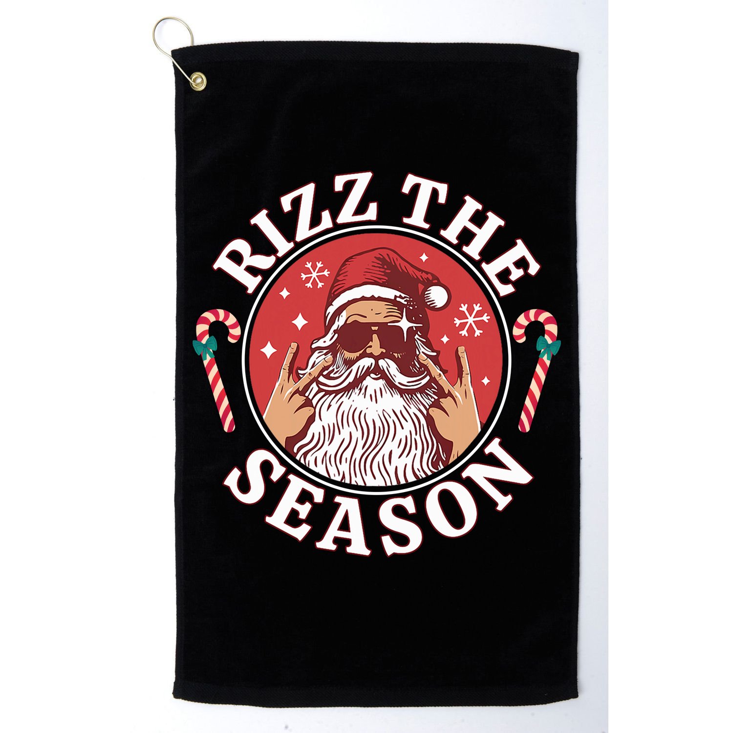 Punk Rock Rizz The Season Funny Santa Clause Golf Towel