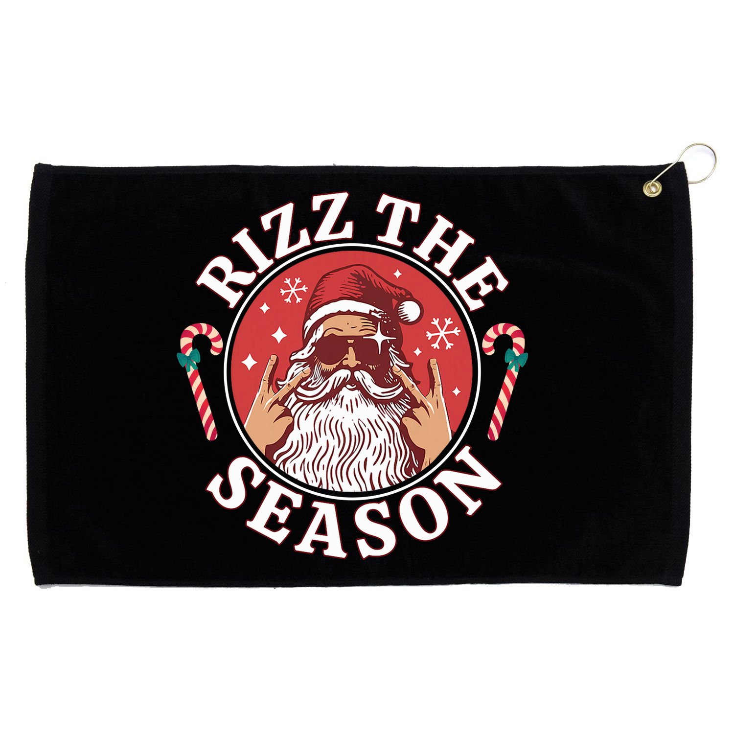 Punk Rock Rizz The Season Funny Santa Clause Grommeted Golf Towel