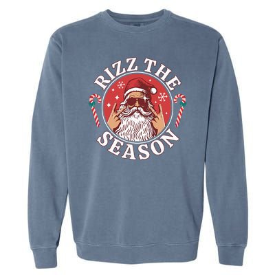 Punk Rock Rizz The Season Funny Santa Clause Garment-Dyed Sweatshirt