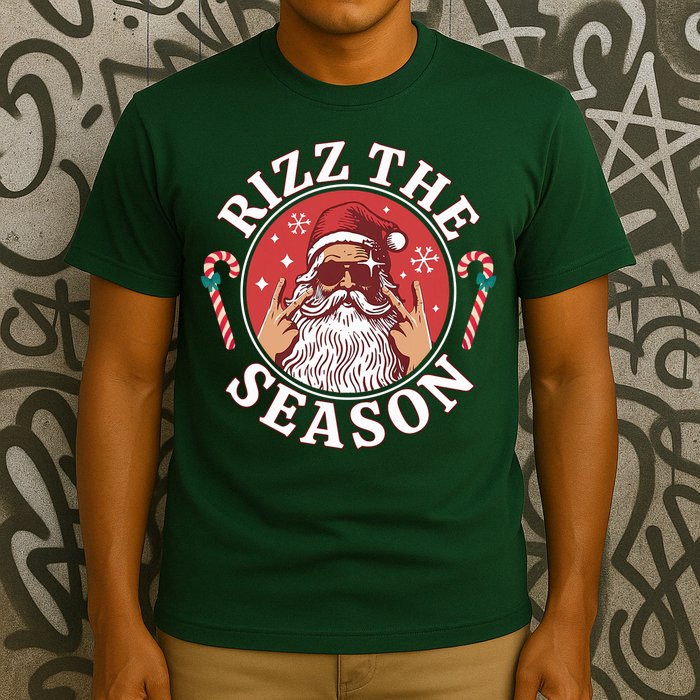 Punk Rock Rizz The Season Funny Santa Clause T-Shirt