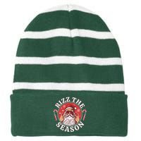 Punk Rock Rizz The Season Funny Santa Clause Striped Beanie with Solid Band