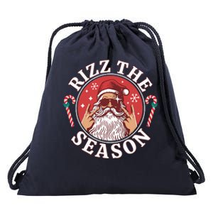 Punk Rock Rizz The Season Funny Santa Clause Drawstring Bag