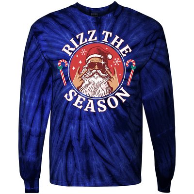 Punk Rock Rizz The Season Funny Santa Clause Tie-Dye Long Sleeve Shirt