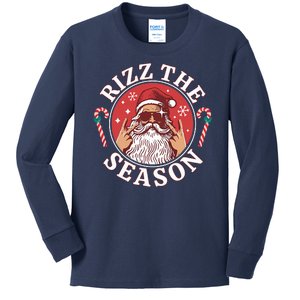 Punk Rock Rizz The Season Funny Santa Clause Kids Long Sleeve Shirt