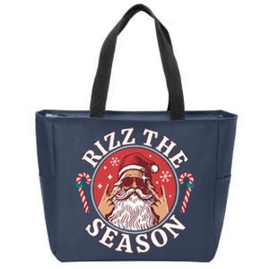 Punk Rock Rizz The Season Funny Santa Clause Zip Tote Bag