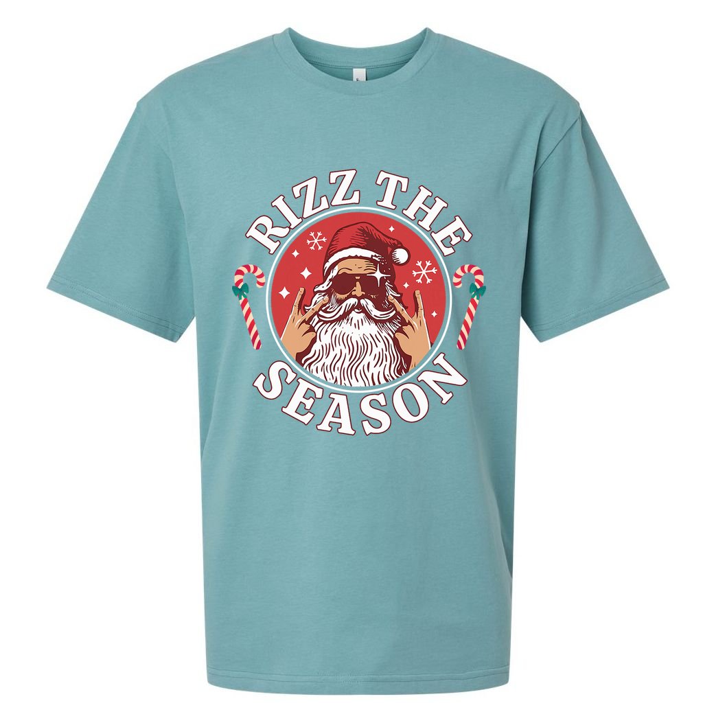 Punk Rock Rizz The Season Funny Santa Clause Sueded Cloud Jersey T-Shirt