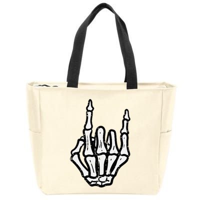 Punk Rock Skeleton Cool Rocker Halloween Zip Tote Bag