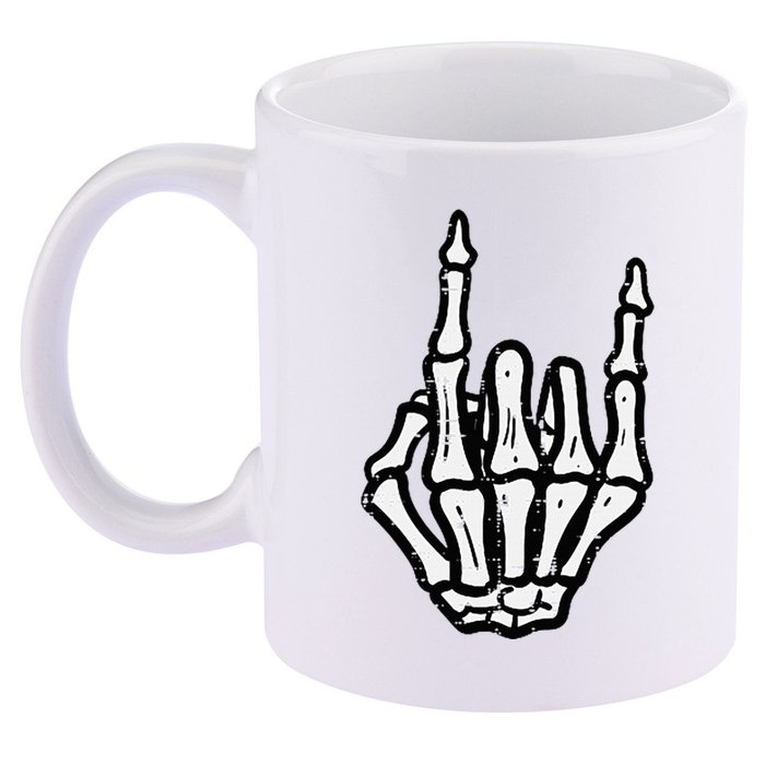 Punk Rock Skeleton Cool Rocker Halloween 11oz C Handle Ceramic Mug