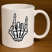 Punk Rock Skeleton Cool Rocker Halloween 11oz C Handle Ceramic Mug