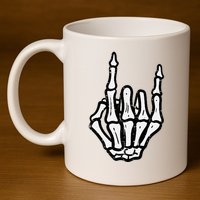 Punk Rock Skeleton Cool Rocker Halloween 11oz C Handle Ceramic Mug