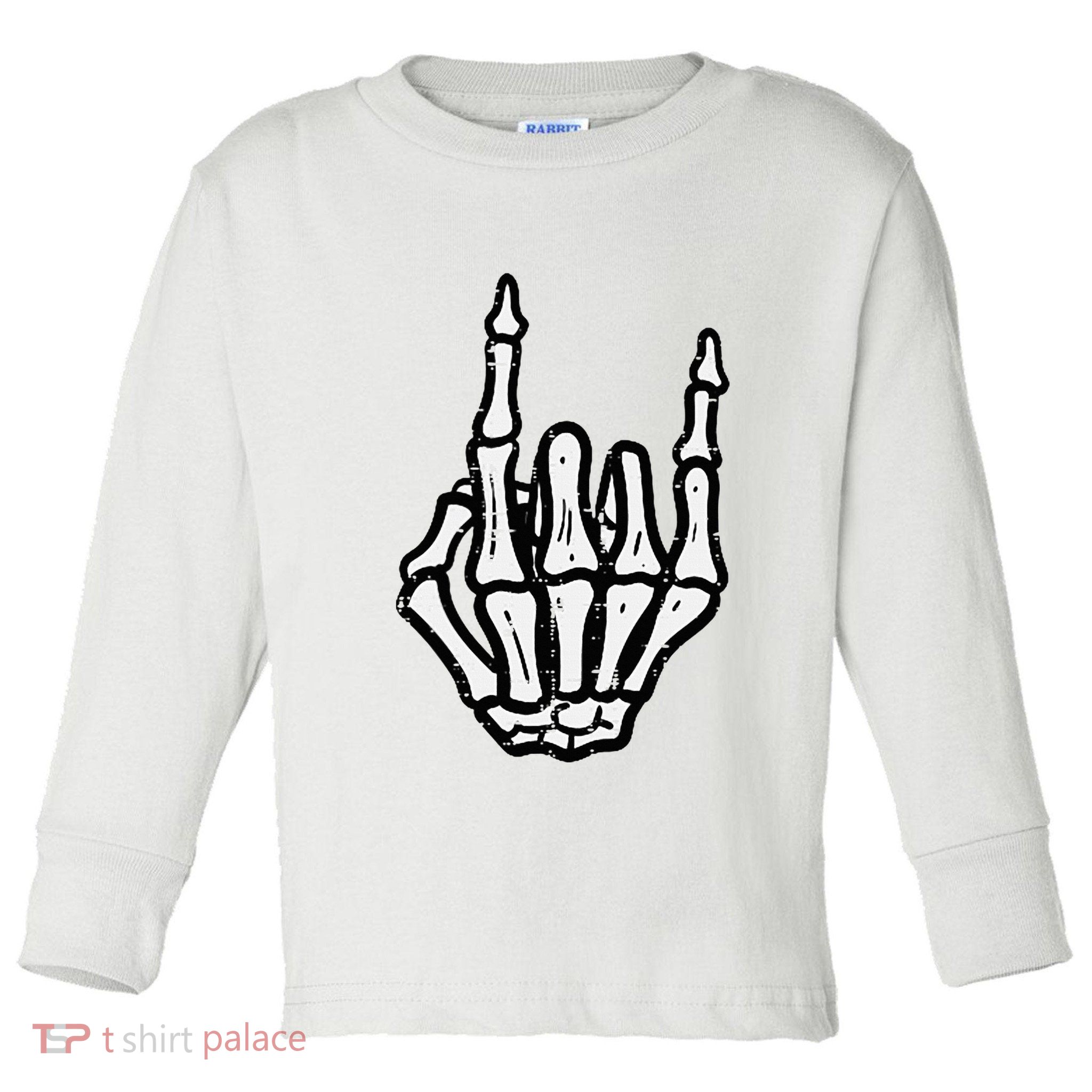 Punk Rock Skeleton Cool Rocker Halloween Toddler Long Sleeve Shirt
