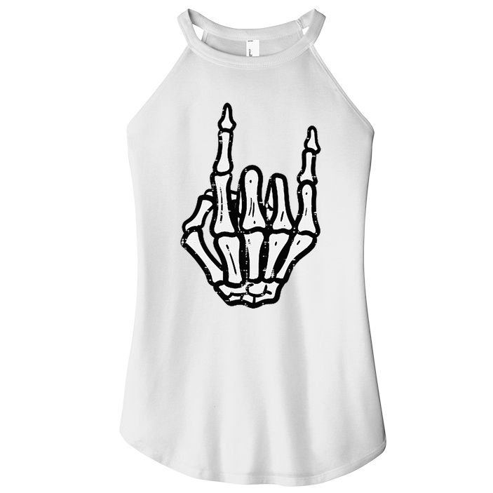 Punk Rock Skeleton Cool Rocker Halloween Women's Perfect Tri Rocker Tank