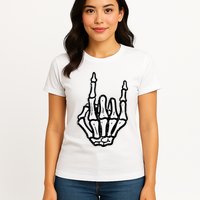Punk Rock Skeleton Cool Rocker Halloween Womens T-Shirt