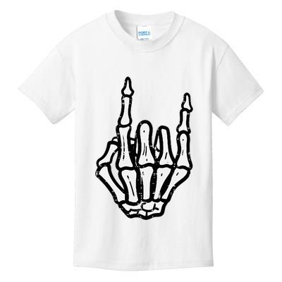 Punk Rock Skeleton Cool Rocker Halloween Kids T-Shirt