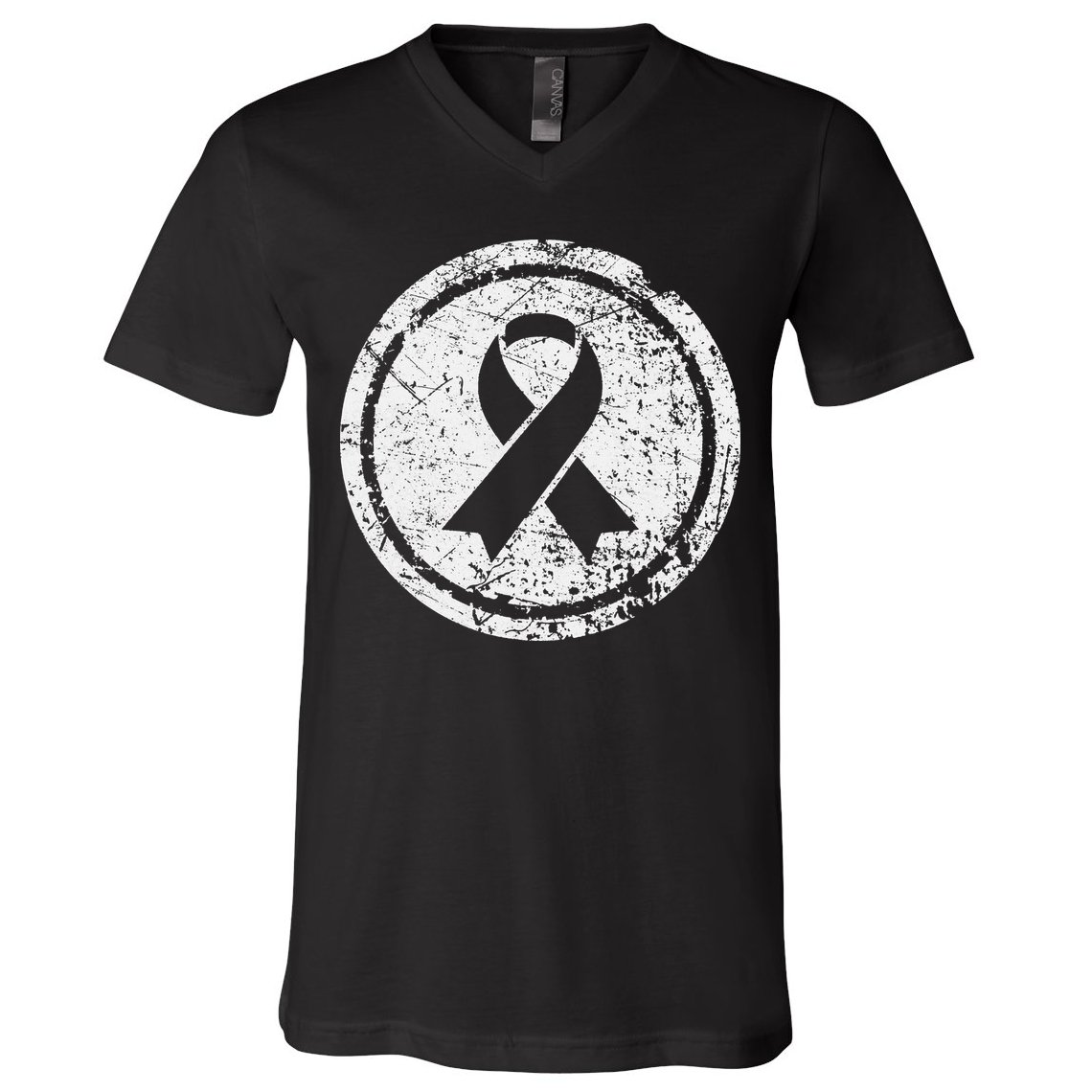 Purple Ribbon Support Survivors Domestic Violence Awareness V-Neck T-Shirt