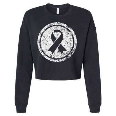 Purple Ribbon Support Survivors Domestic Violence Awareness Cropped Pullover Crew