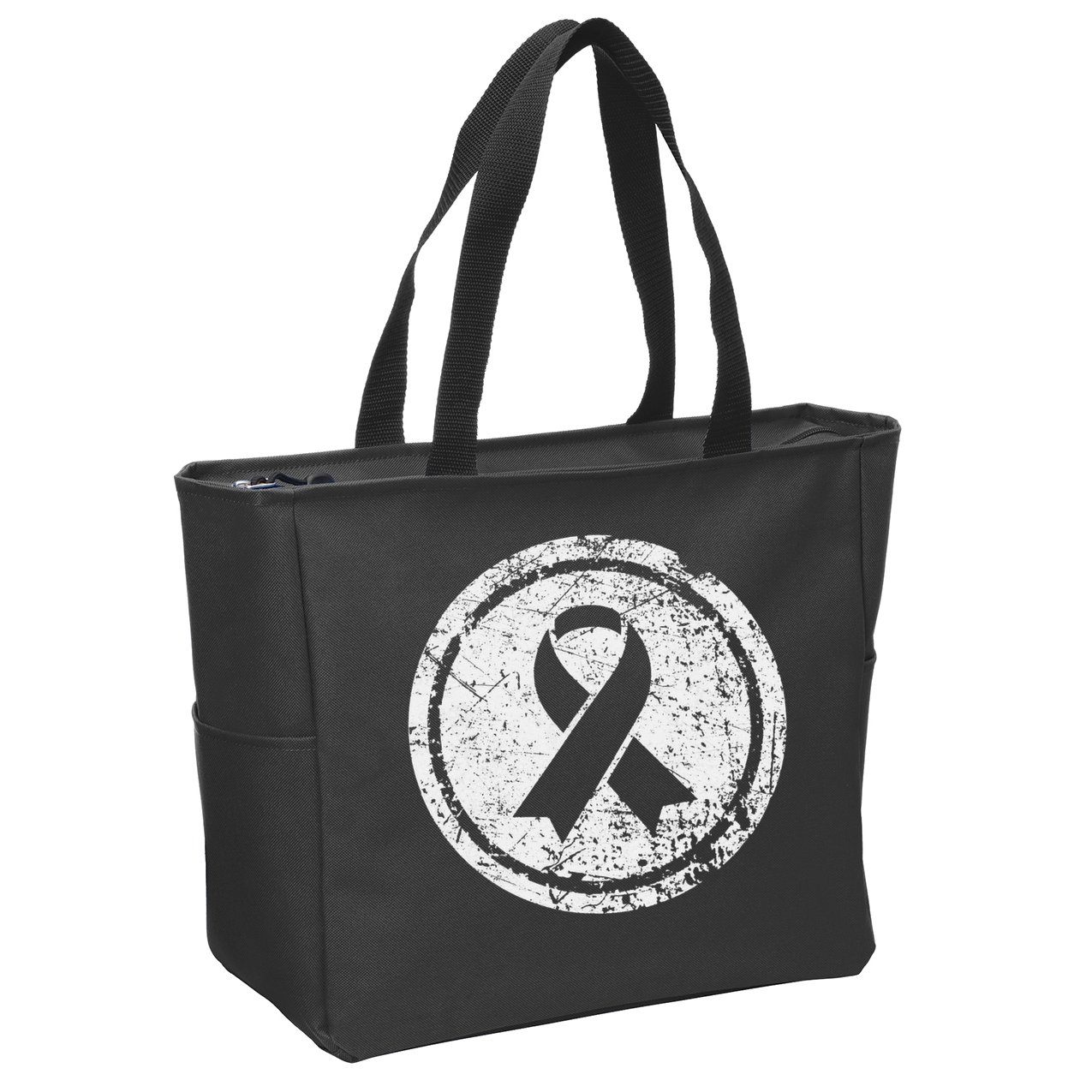 Purple Ribbon Support Survivors Domestic Violence Awareness Zip Tote Bag