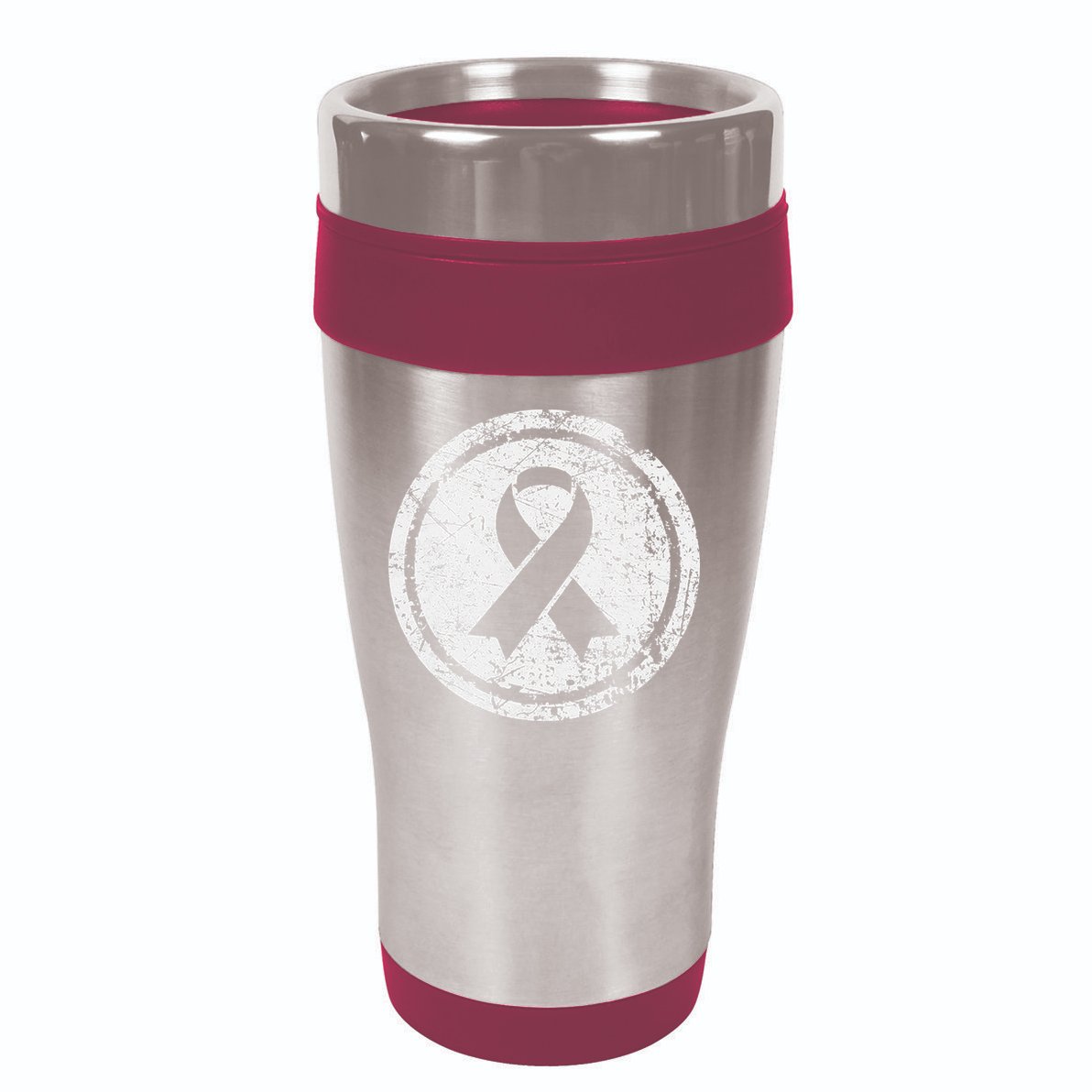 Purple Ribbon Support Survivors Domestic Violence Awareness 16oz Travel Tumbler
