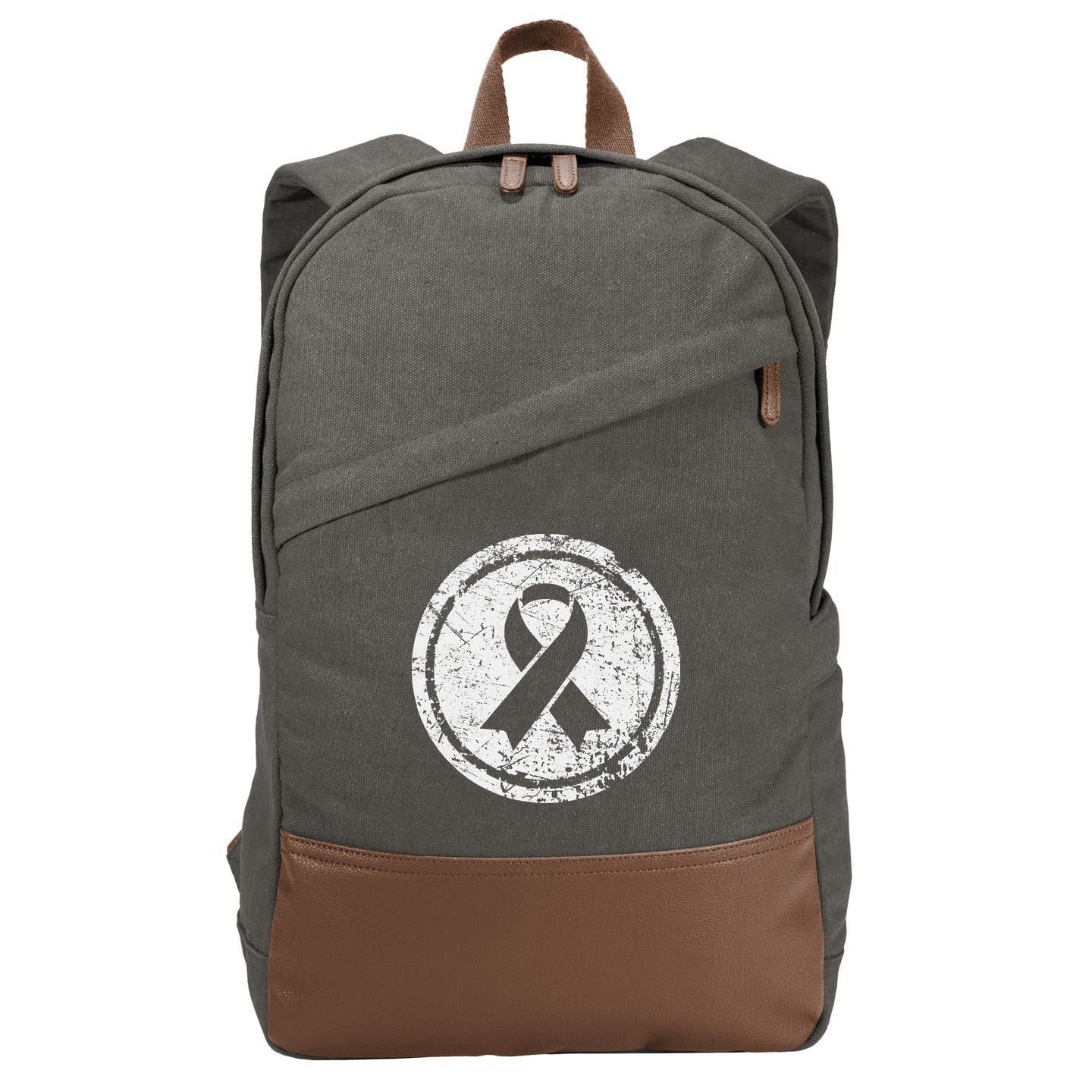 Purple Ribbon Support Survivors Domestic Violence Awareness Cotton Canvas Backpack