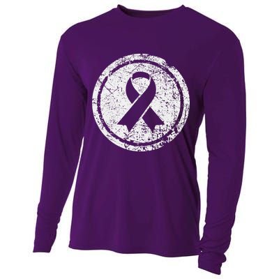 Purple Ribbon Support Survivors Domestic Violence Awareness Cooling Performance Long Sleeve Crew