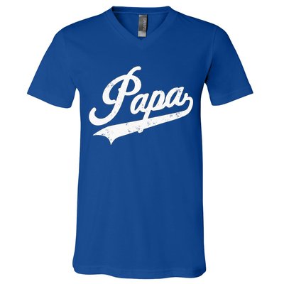 Papa Retro Style Father’s Day Gift For Funny Papa Grandpa V-Neck T-Shirt