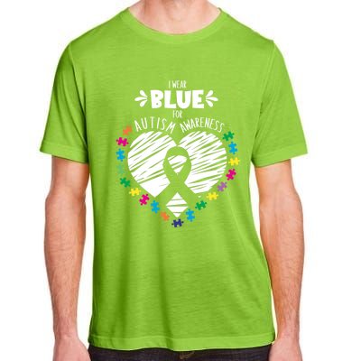 Puzzle Ribbon Support I Wear Blue Autism Awareness Cool Gift Adult ChromaSoft Performance T-Shirt