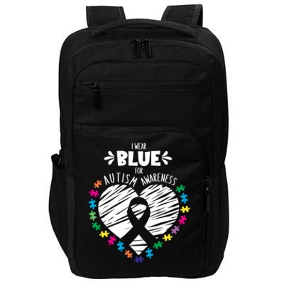 Puzzle Ribbon Support I Wear Blue Autism Awareness Cool Gift Impact Tech Backpack