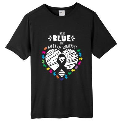 Puzzle Ribbon Support I Wear Blue Autism Awareness Cool Gift Tall Fusion ChromaSoft Performance T-Shirt