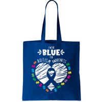 Puzzle Ribbon Support I Wear Blue Autism Awareness Cool Gift Tote Bag