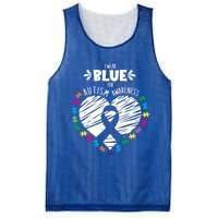 Puzzle Ribbon Support I Wear Blue Autism Awareness Cool Gift Mesh Reversible Basketball Jersey Tank