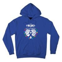 Puzzle Ribbon Support I Wear Blue Autism Awareness Cool Gift Tall Hoodie