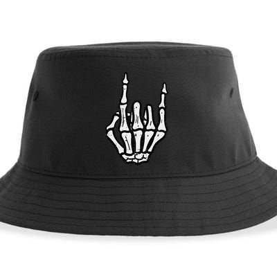 Punk Rock Skeleton Cool Rocker Halloween Sustainable Bucket Hat