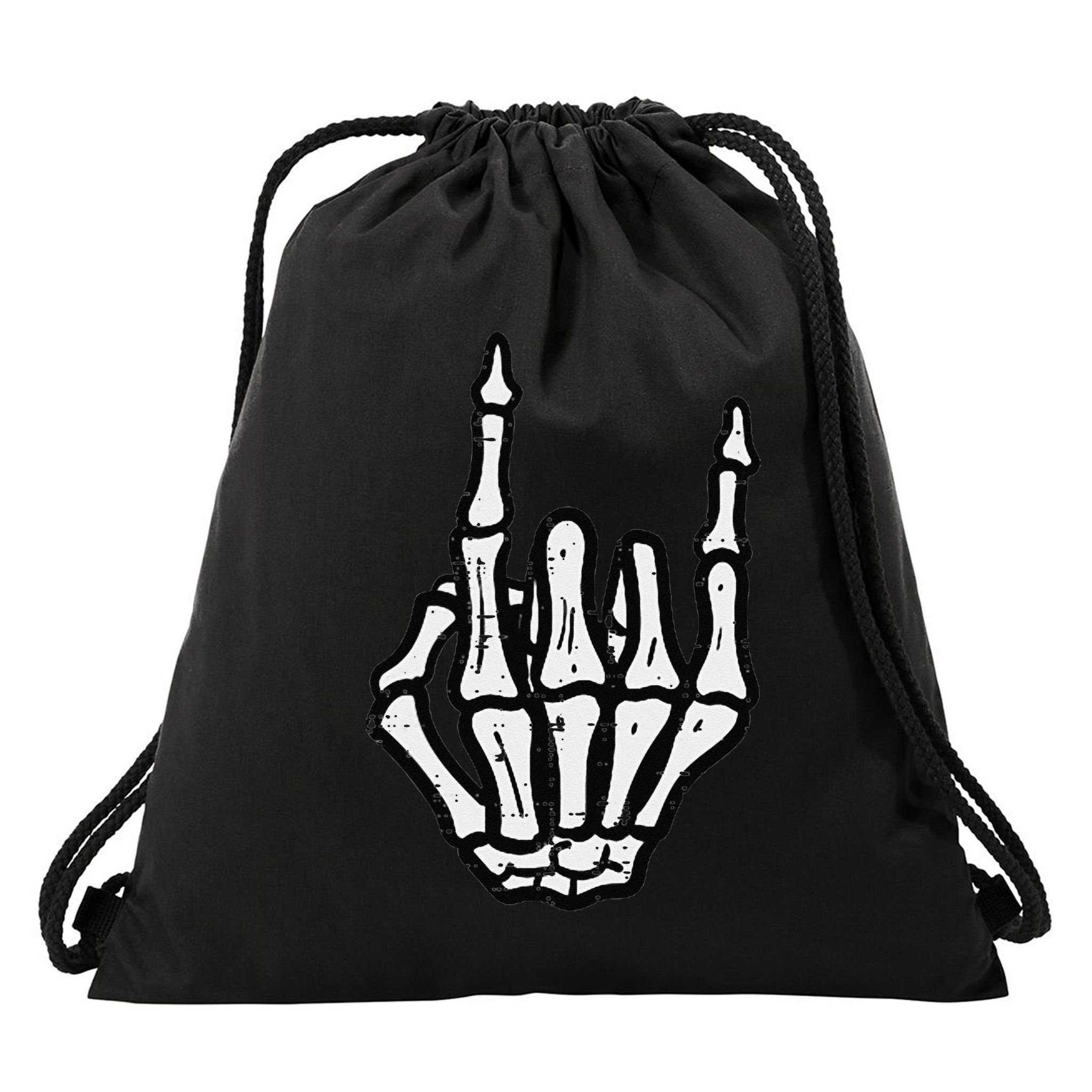 Punk Rock Skeleton Cool Rocker Halloween Drawstring Bag
