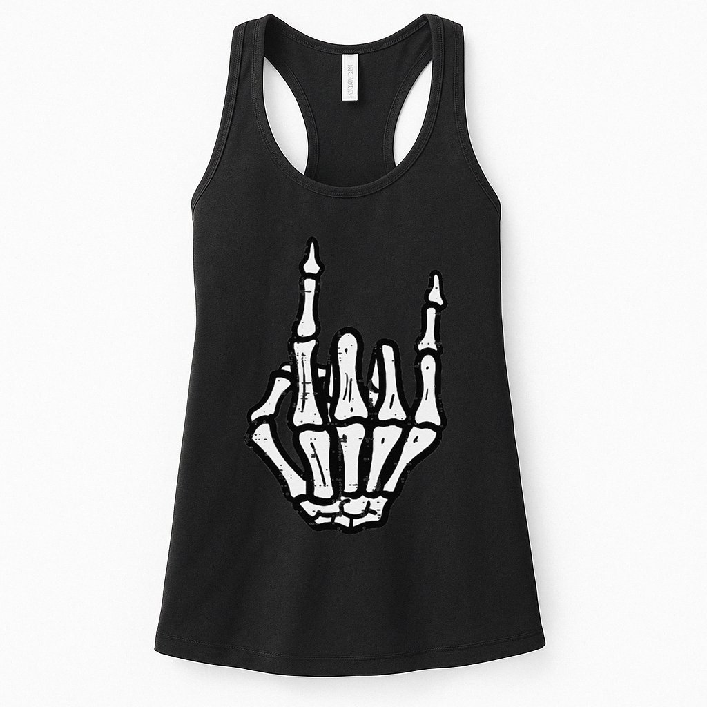 Punk Rock Skeleton Cool Rocker Halloween Womens Tank Top