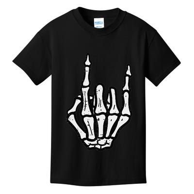 Punk Rock Skeleton Cool Rocker Halloween Kids T-Shirt