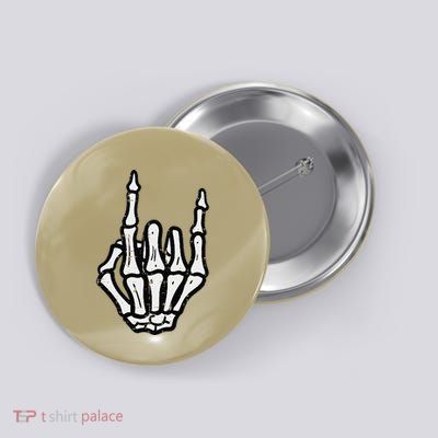 Punk Rock Skeleton Cool Rocker Halloween Button
