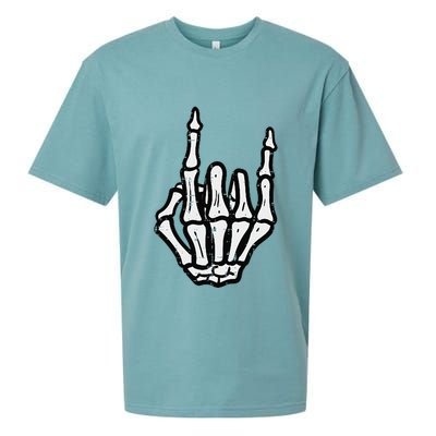 Punk Rock Skeleton Cool Rocker Halloween Sueded Cloud Jersey T-Shirt
