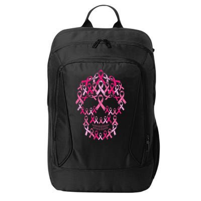 Pink Ribbon Skull Costume Cool Halloween Breast Cancer Gifts City Backpack